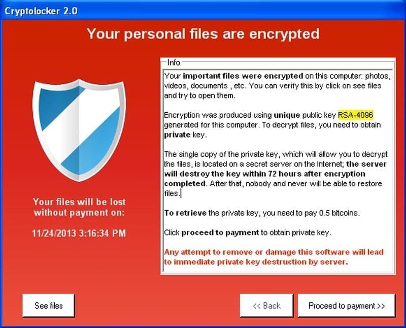 cryptoblocker screenshot alert