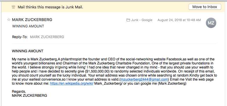 junk mail sample