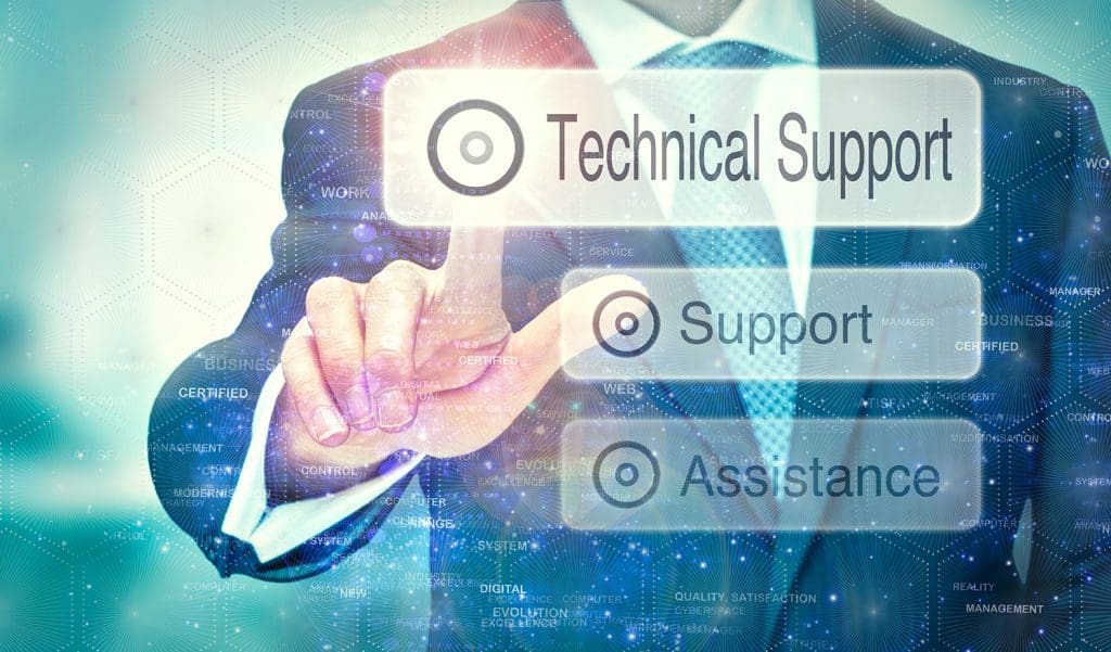 A person selecting an option for technical support.
