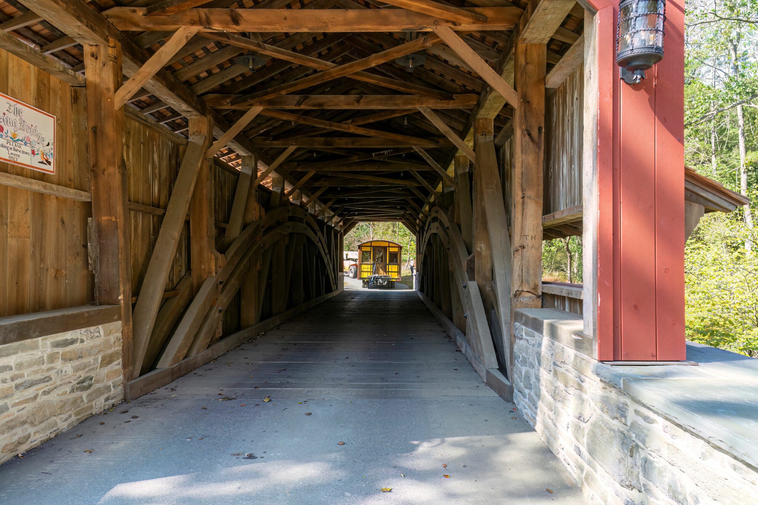 interior of a covered bridge
