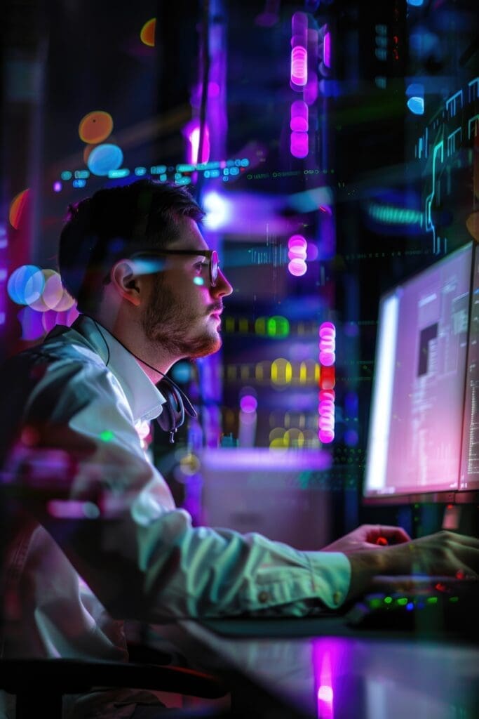 An it worker on a PC.