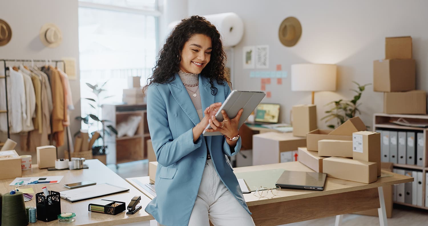 Small business owner using a tablet