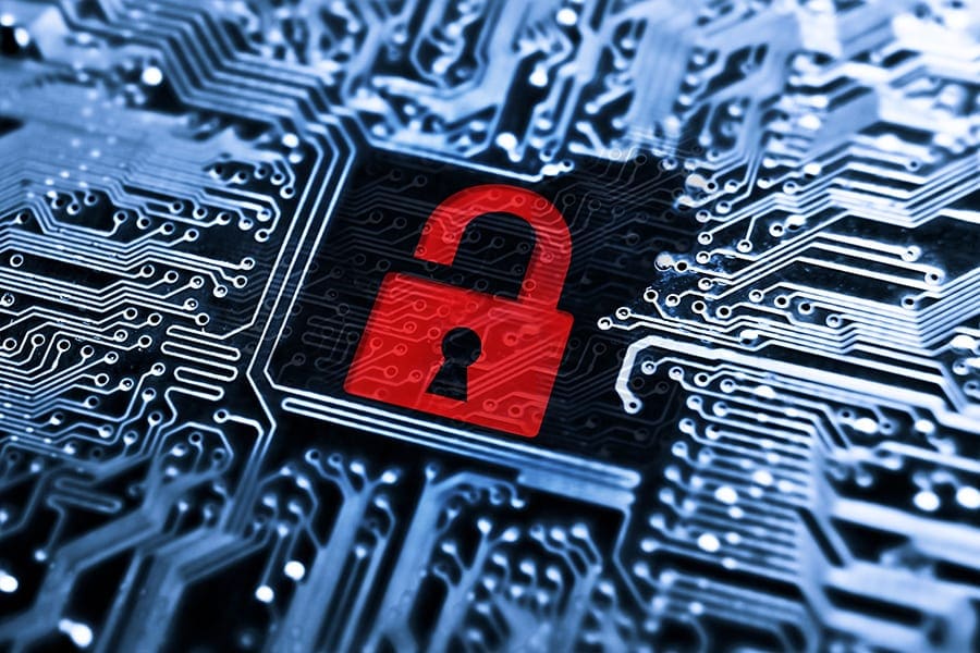 open lock on circuit board image