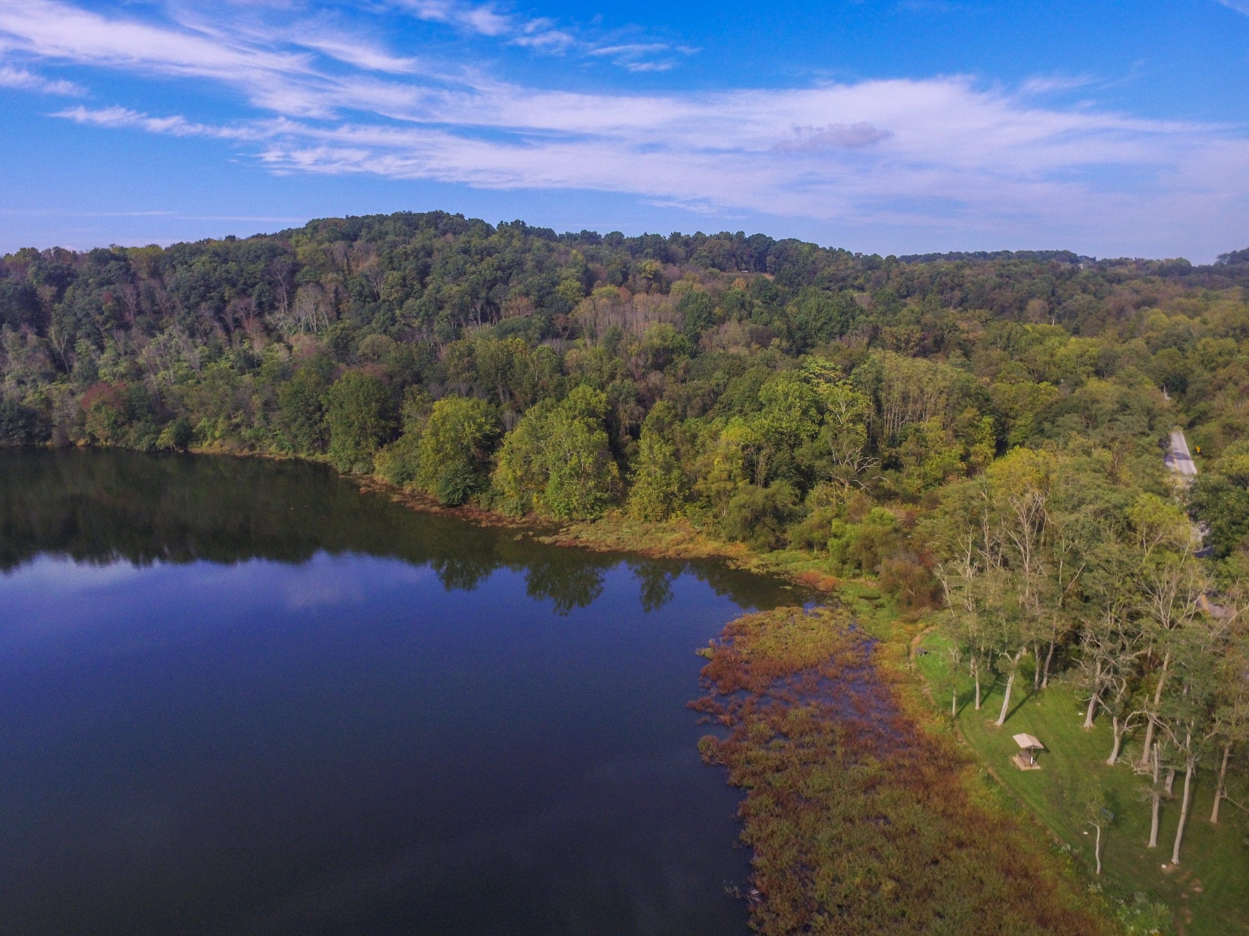 Aerial of Lake Redman in William Kain Park