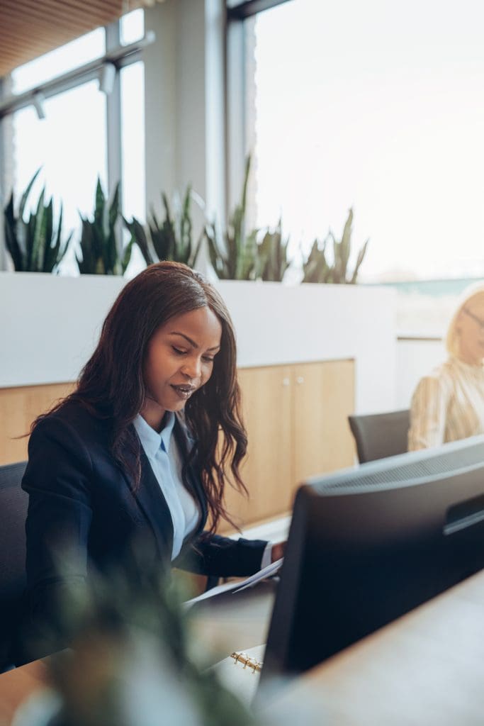 businesswoman working on a computer