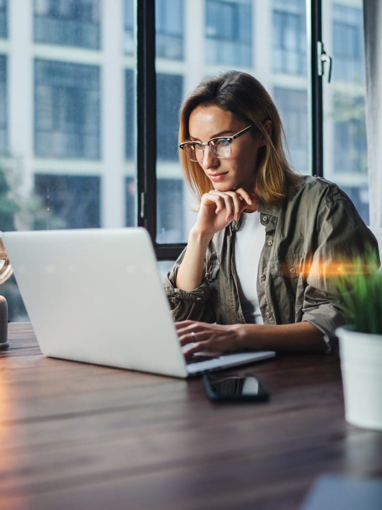 Woman working on laptop