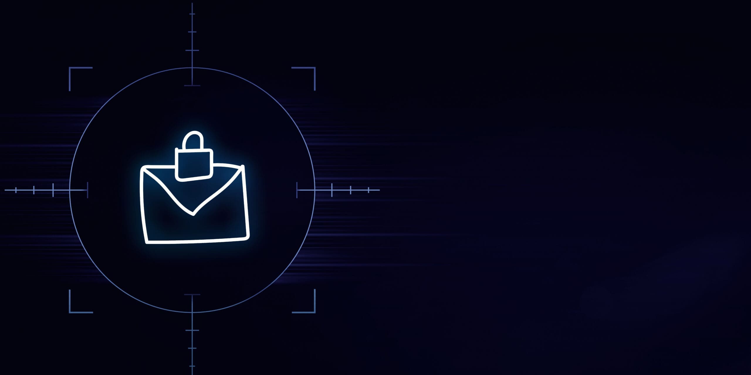 A secured email icon on a blue background.